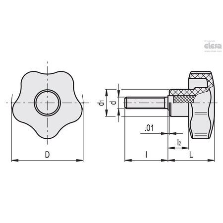 Elesa Zinc-plated steel threaded stud, with cap, VCT.63 p-1/2-13x2-C9 VCT-p (inch sizes)